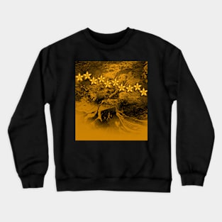Orange flowers in an abstract grunge landscape Crewneck Sweatshirt